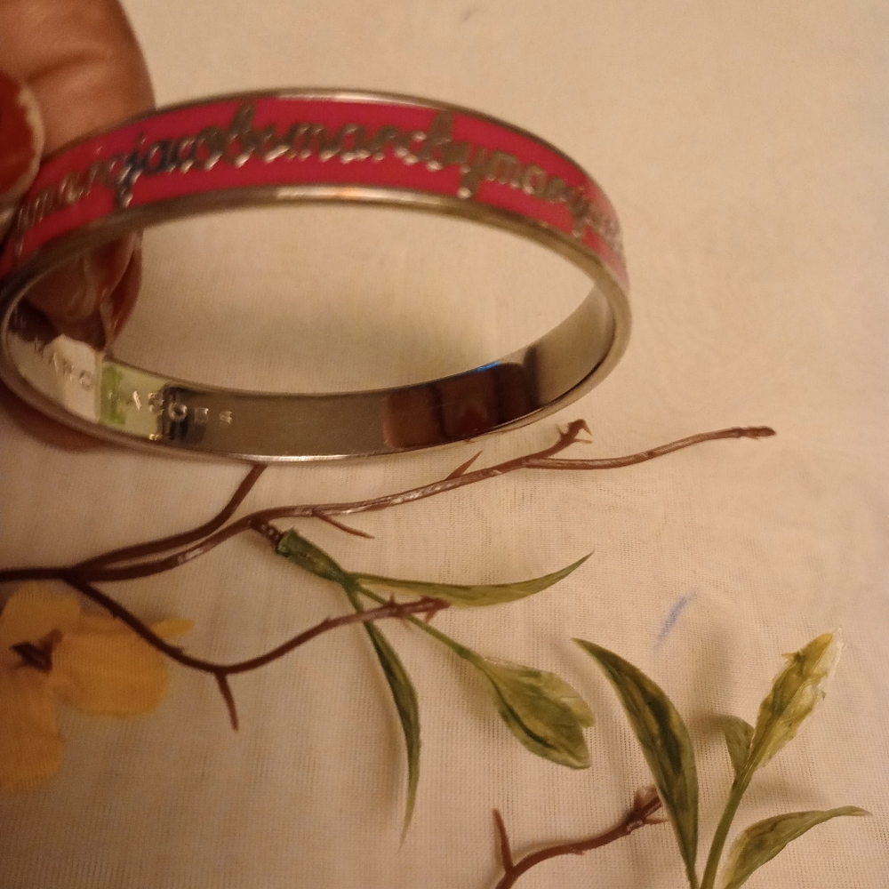 Marc by Marc Jacobs Pink and Silver Bangle Bracelet Size 6.5 Inches